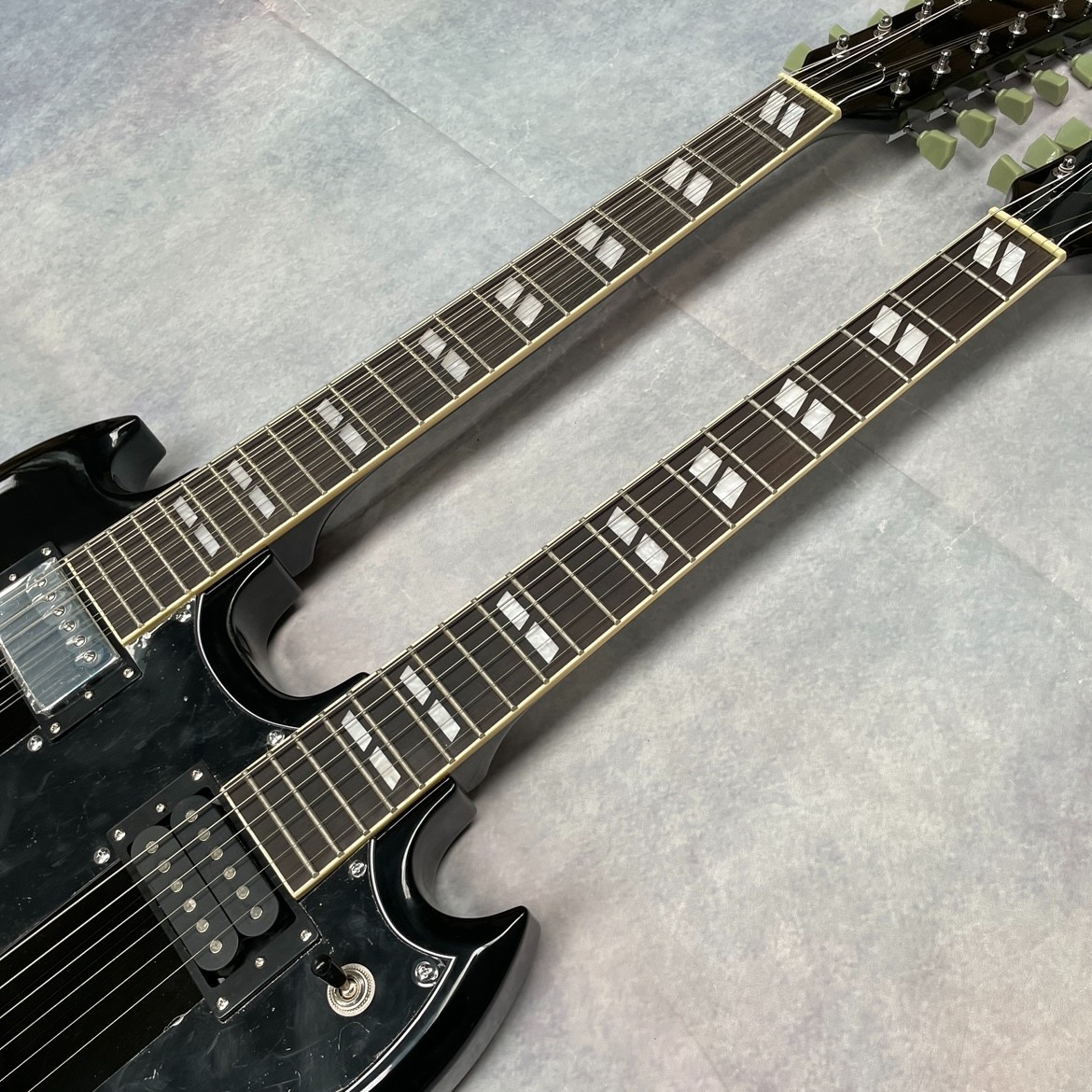 Black Double Neck SG Electric Guitar Mahogany 12+6s Free Ship 9DAY