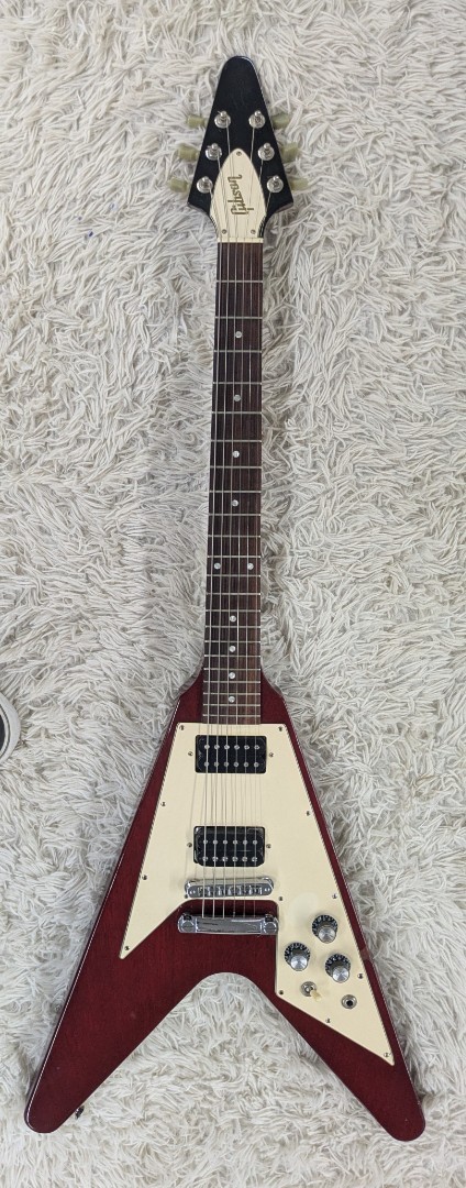 2001 Gibson Flying V Electric Guitar in Gloss Cherry Red with Hardshell Case