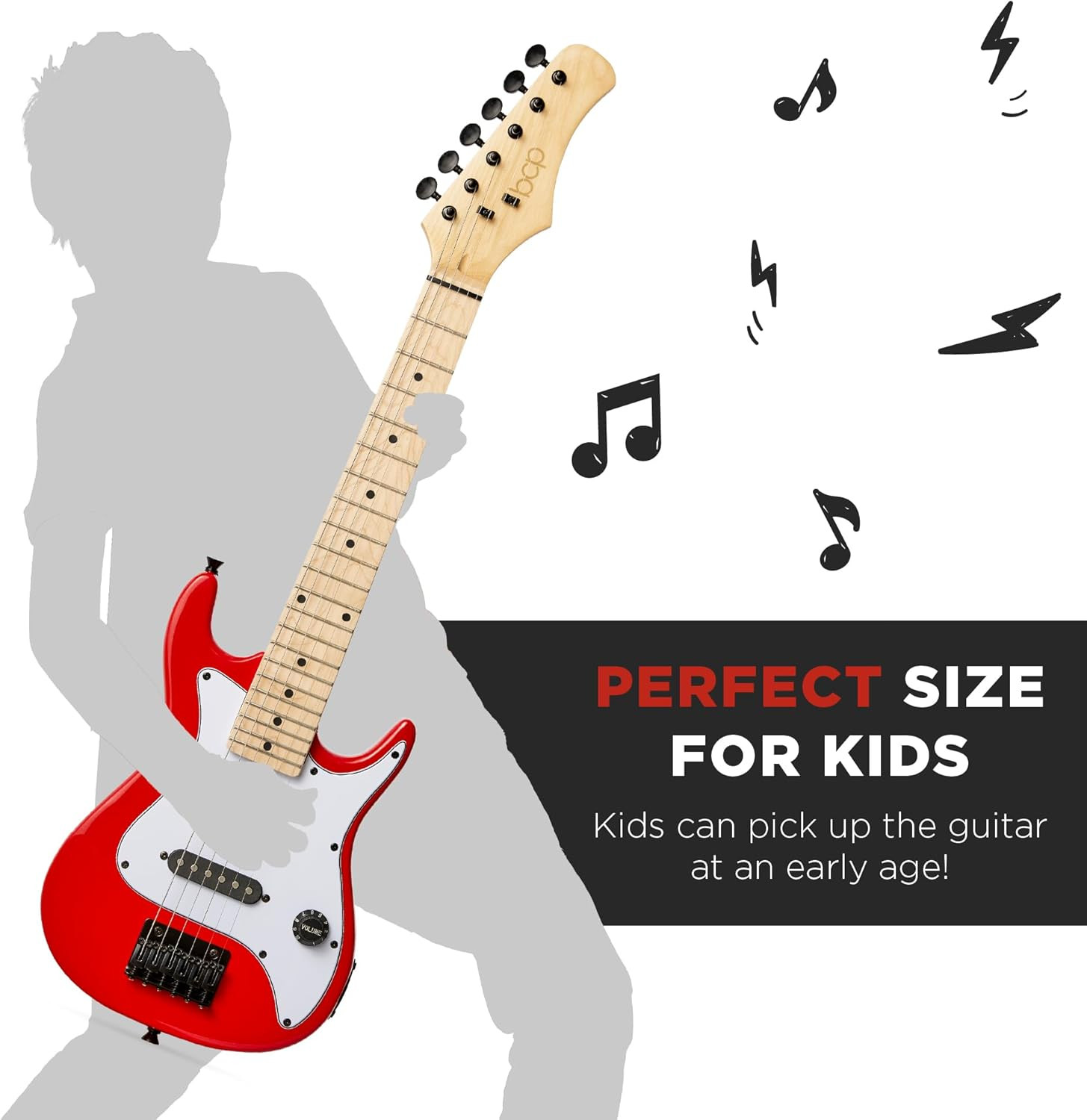 30In Kids Electric Guitar Beginner Starter Kit W/ 5W Amplifier, Strap, Gig Bag,