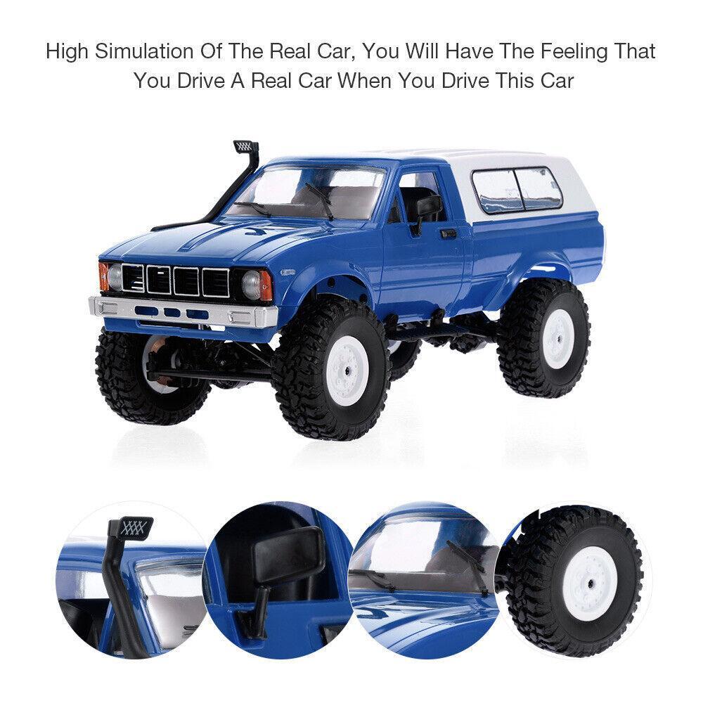 Blue Wpl Rc Truck C24 4×4 4wd Scale 1:16 Crawler Pickup Off Road Rtr Car Gifts