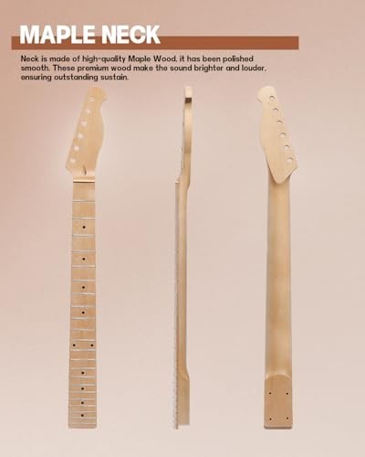 DIY TL Style Electric Guitar Kit, Mahogany Body, Maple Neck, Complete Set
