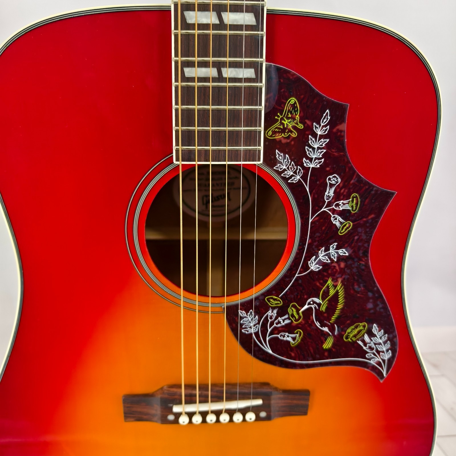 US warehouse Cherry Sunburst Hummingbird Dreadnought Acoustic Electric Guitar