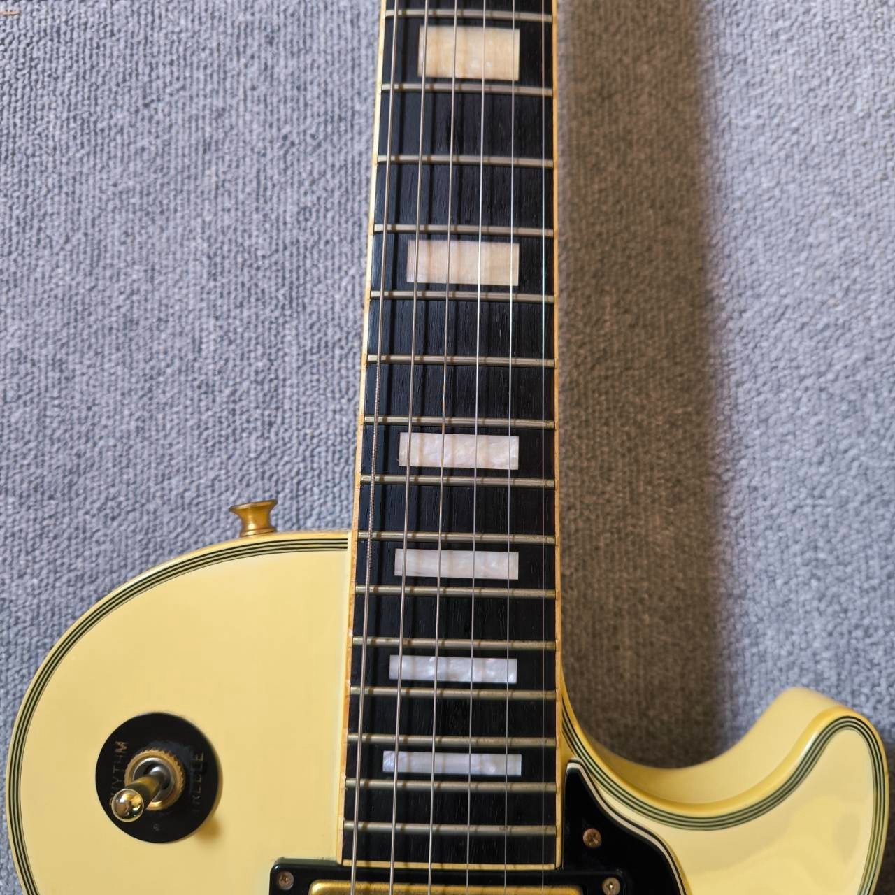 Burny Les Paul Custom Type White RR Electric Guitar Used From Japan #7