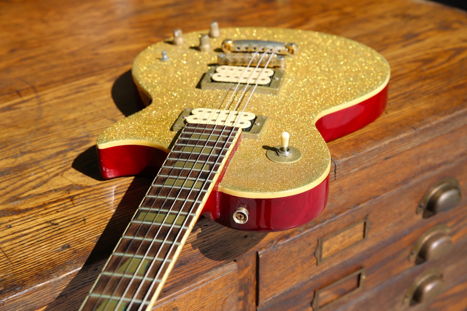 Vintage Electric Guitar gold metal flake sparkle custom Japan 6 String 60s 70s