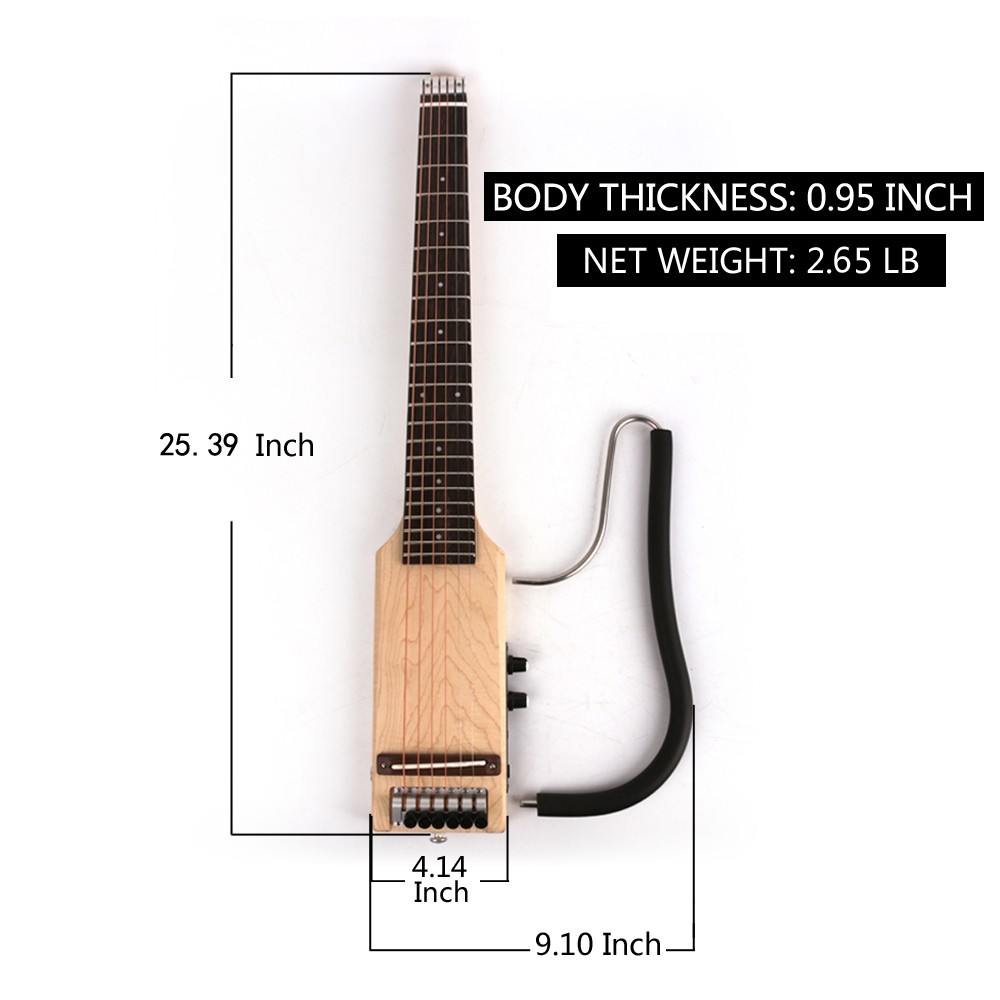 electric acoustic guitar Ultra Short Headless silent travel portable in sunburst