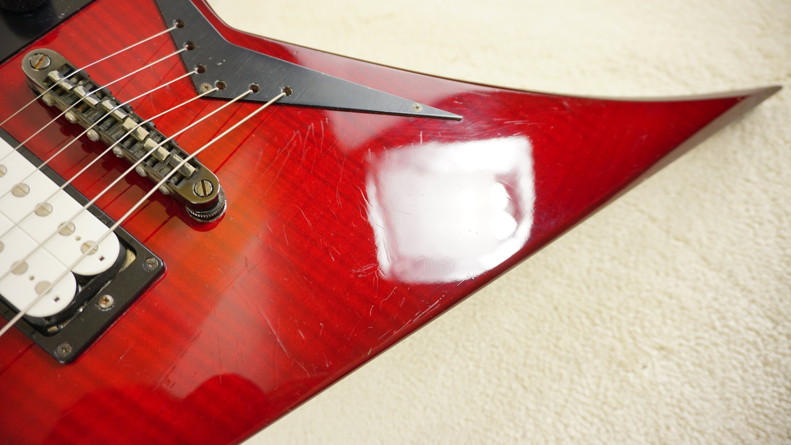 1998 Grover Jackson RR-CU50Q Rhoads Transparent Red Quilt MIJ w/ Jackson Case