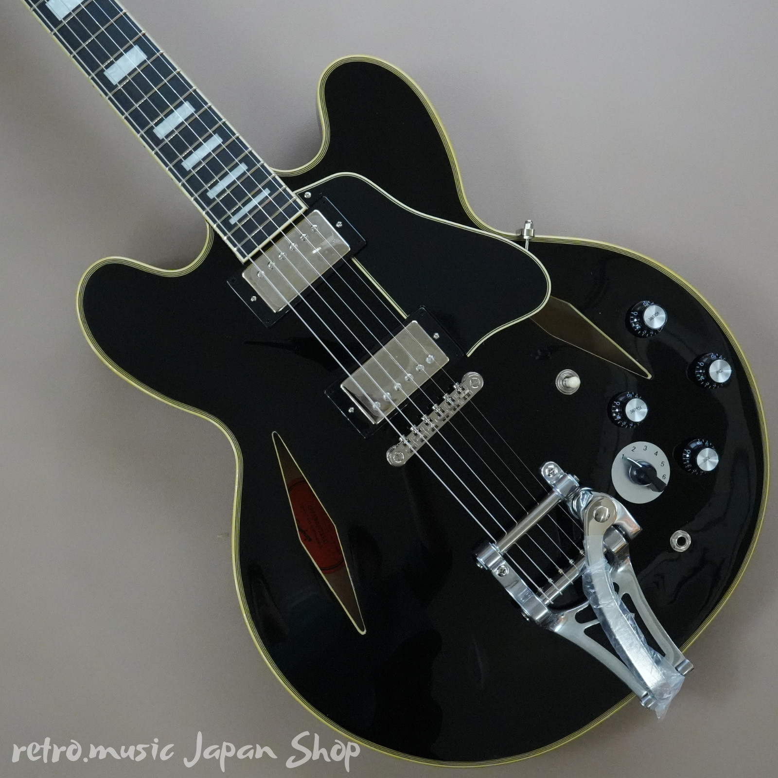 Epiphone Shinichi Ubukata ES-355 Custom Bigsby ver.02 Ebony Black with Hard Case
