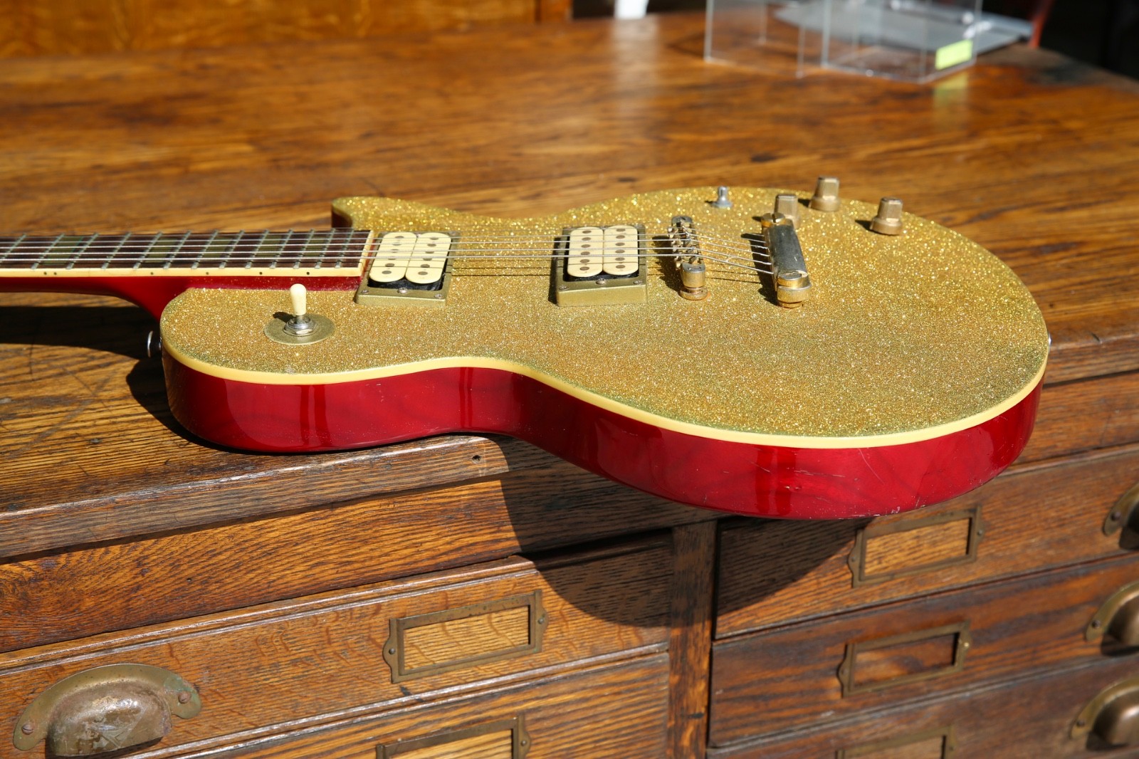 Vintage Electric Guitar gold metal flake sparkle custom Japan 6 String 60s 70s