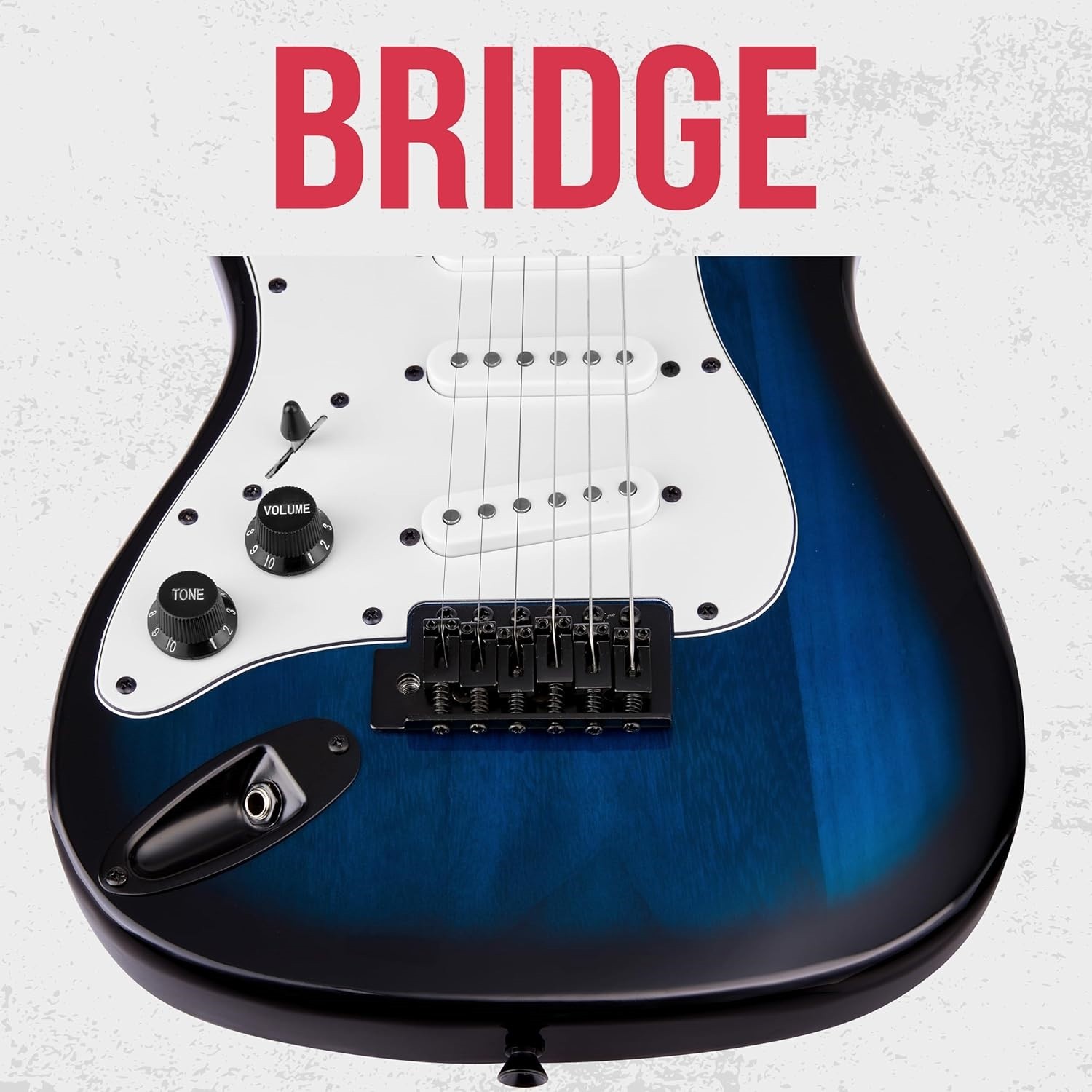 LyxPro CS 36in Left Hand Electric Guitar Kit Amp Cable 6 Picks Guide Blue
