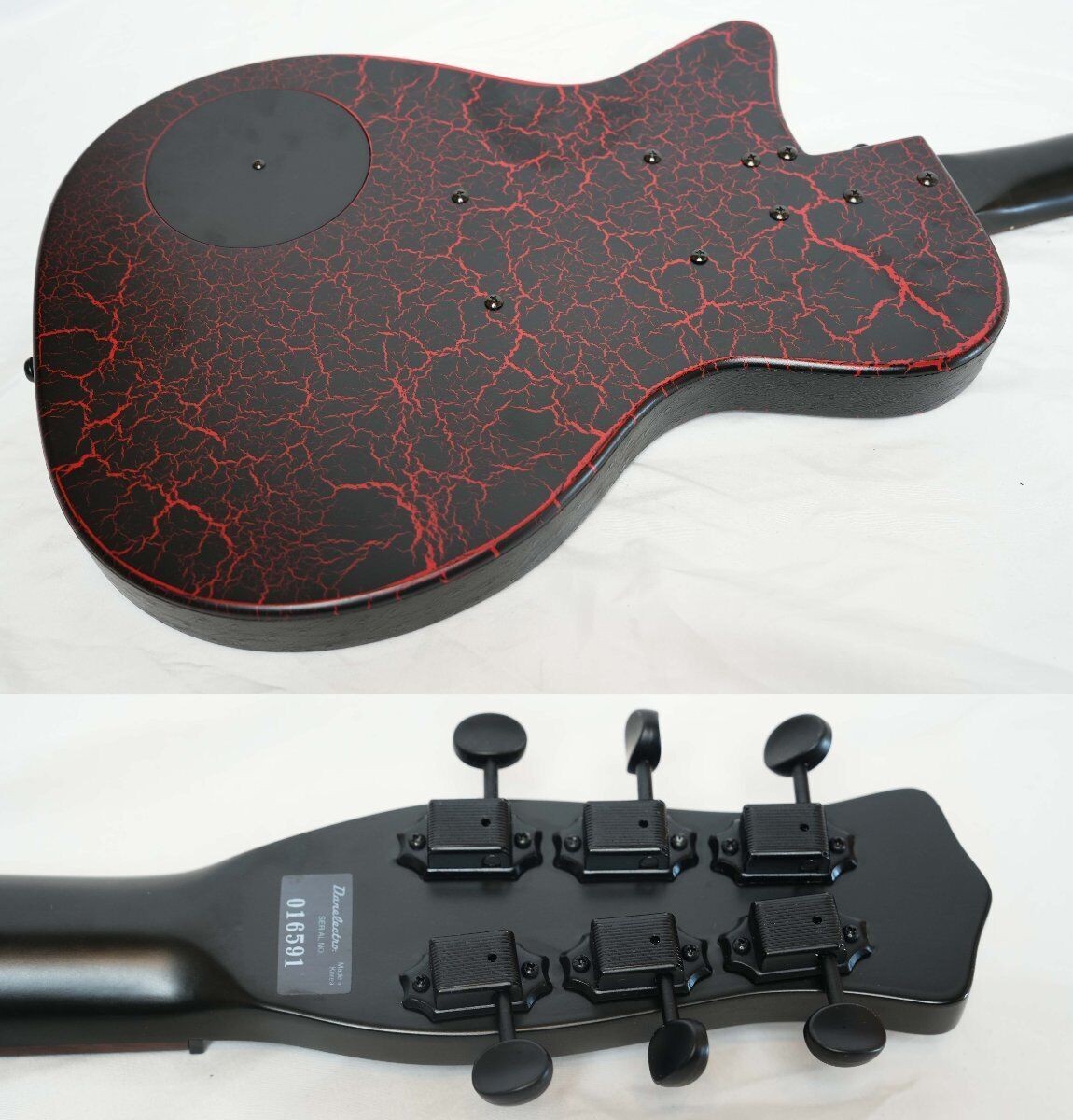 Electric Guitar Danelectro Matte Black & Red Crackle Rare Color SN 01659x
