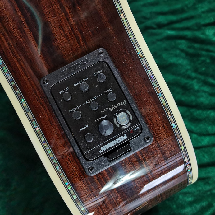 Acoustic Electric Guitar Hollow with EQ Abalone Inlay Solid Spruce