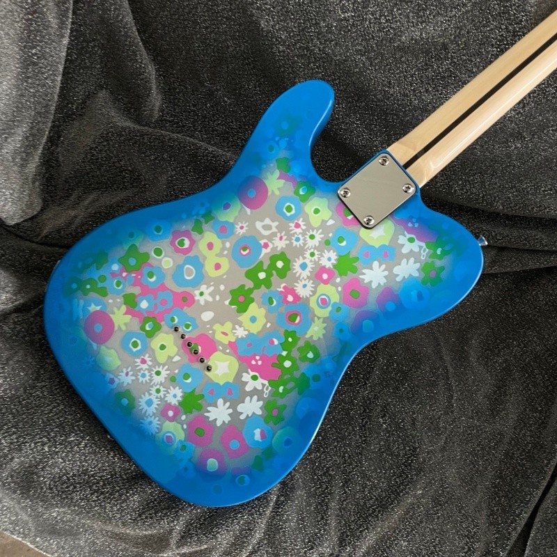 Blue Paisley flower Electric Guitar Basswood Body Maple Fretboard SS Pickup
