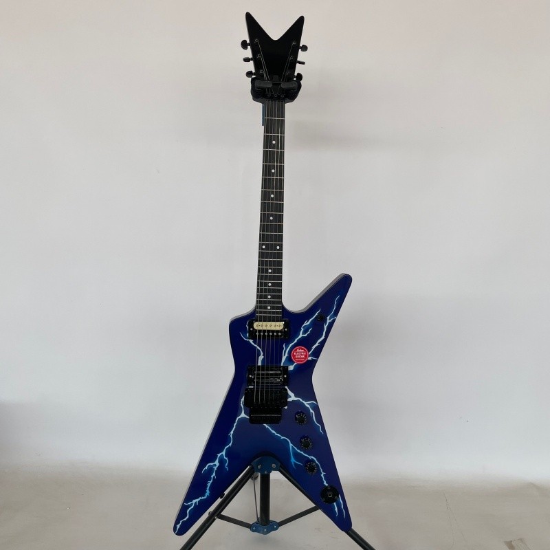 ML 79 Darrell Blue Lightning Electric Guitar HH Pickups Brown Rounded fret Edge