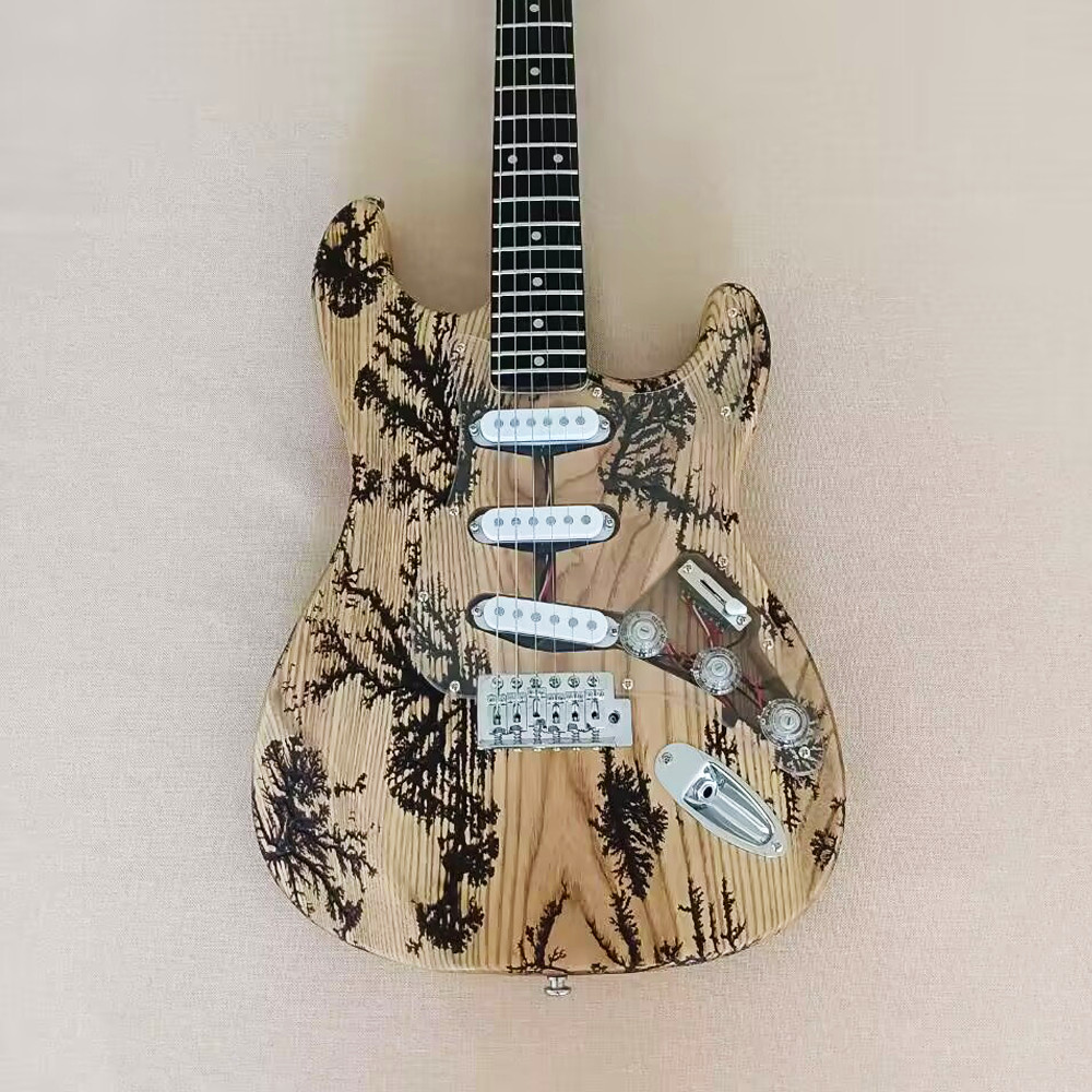 6 String Ash Lightning Struck Wood Electric Guitar