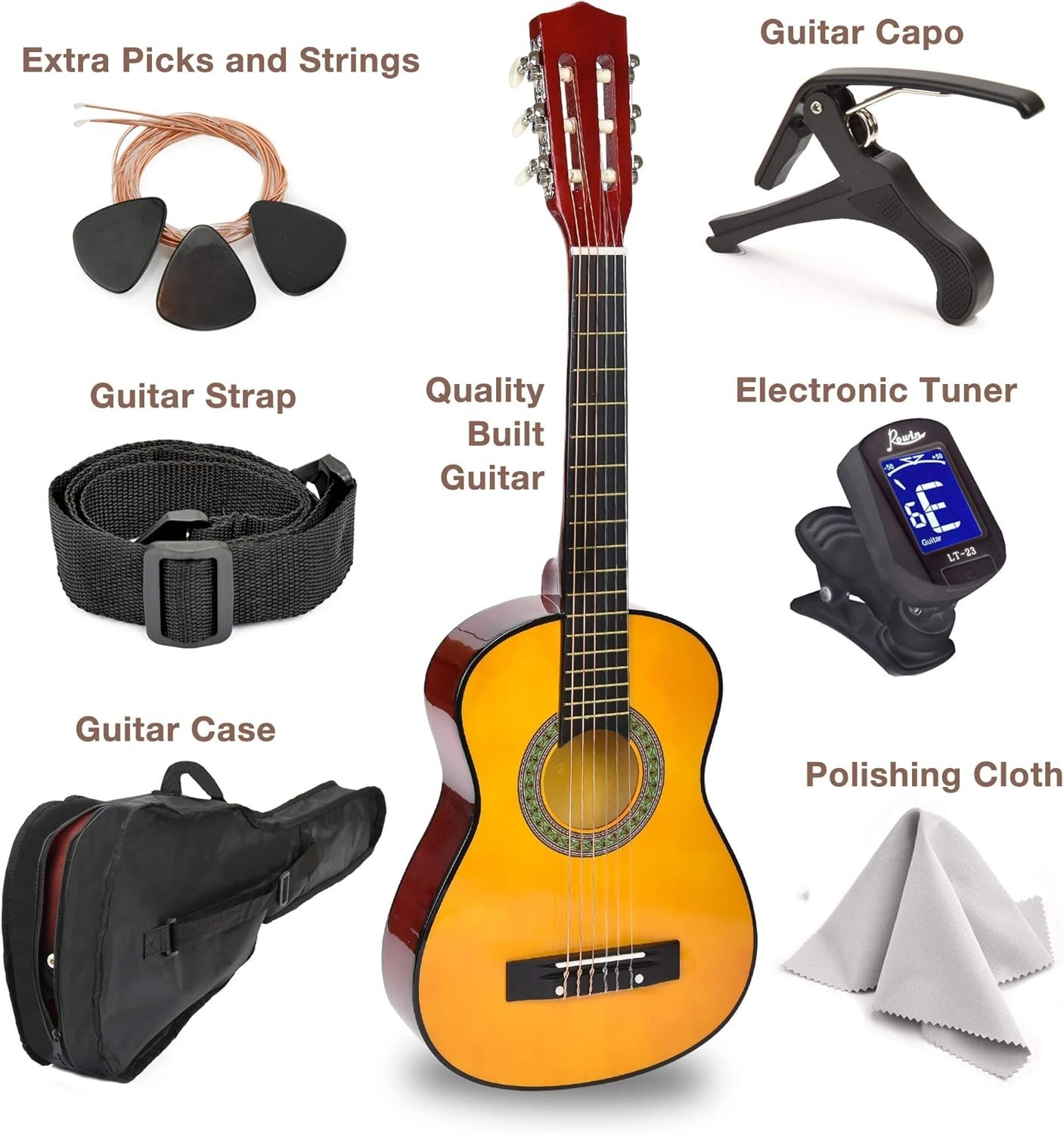 Beginner Classical Guitar Set with Case & Accessories