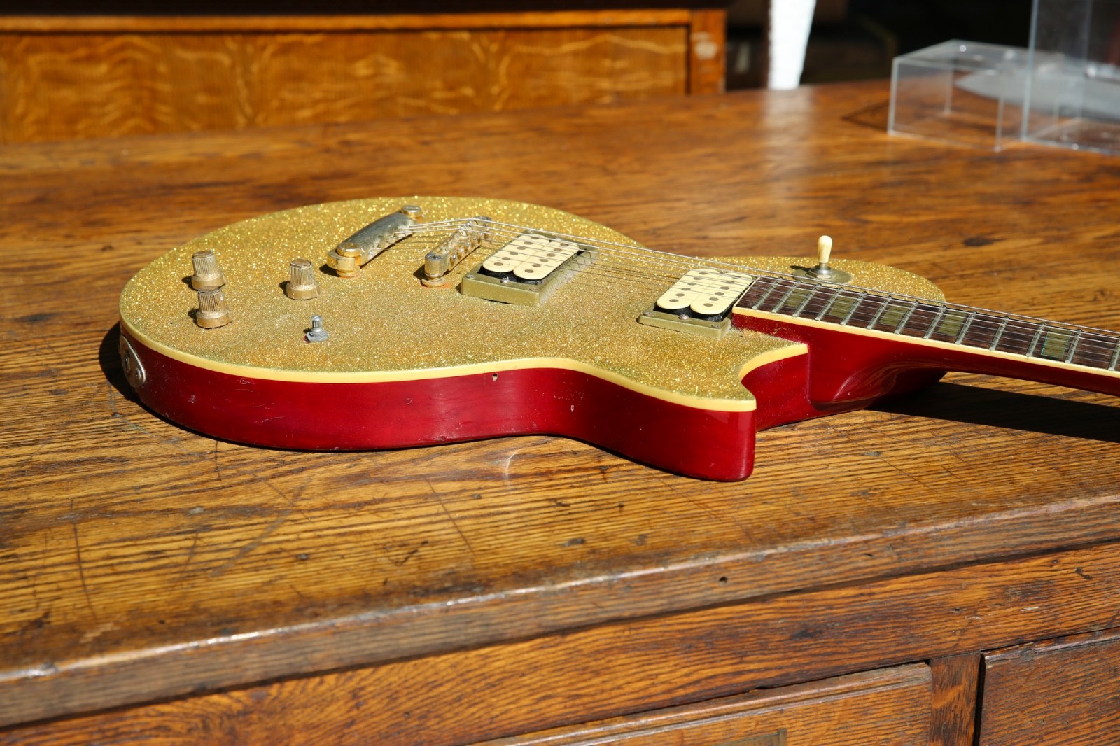 Vintage Electric Guitar gold metal flake sparkle custom Japan 6 String 60s 70s