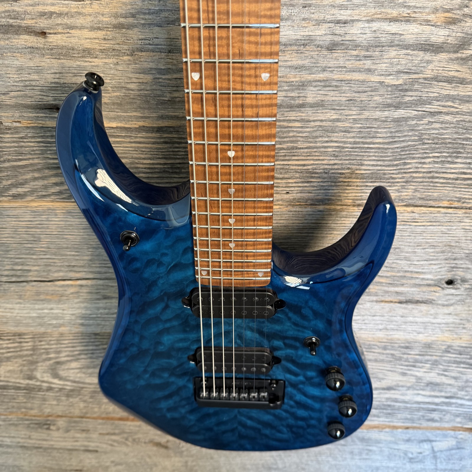 Ernie Ball Music Man JP15 7-String Electric Guitar – Ultramarine Quilt