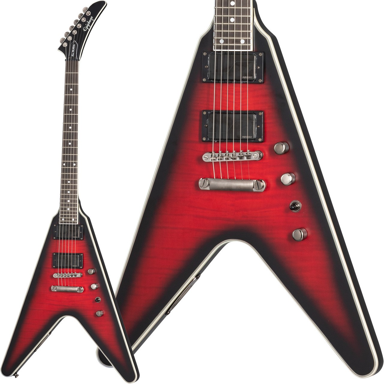 Epiphone Dave Mustaine Flying V Prophecy Guitar Aged Dark Red Burst