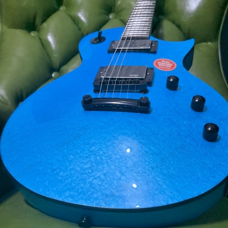 Blue Nacreous Paint Solid Body Electric Guitar H-H Active Pickup Stainless Frets