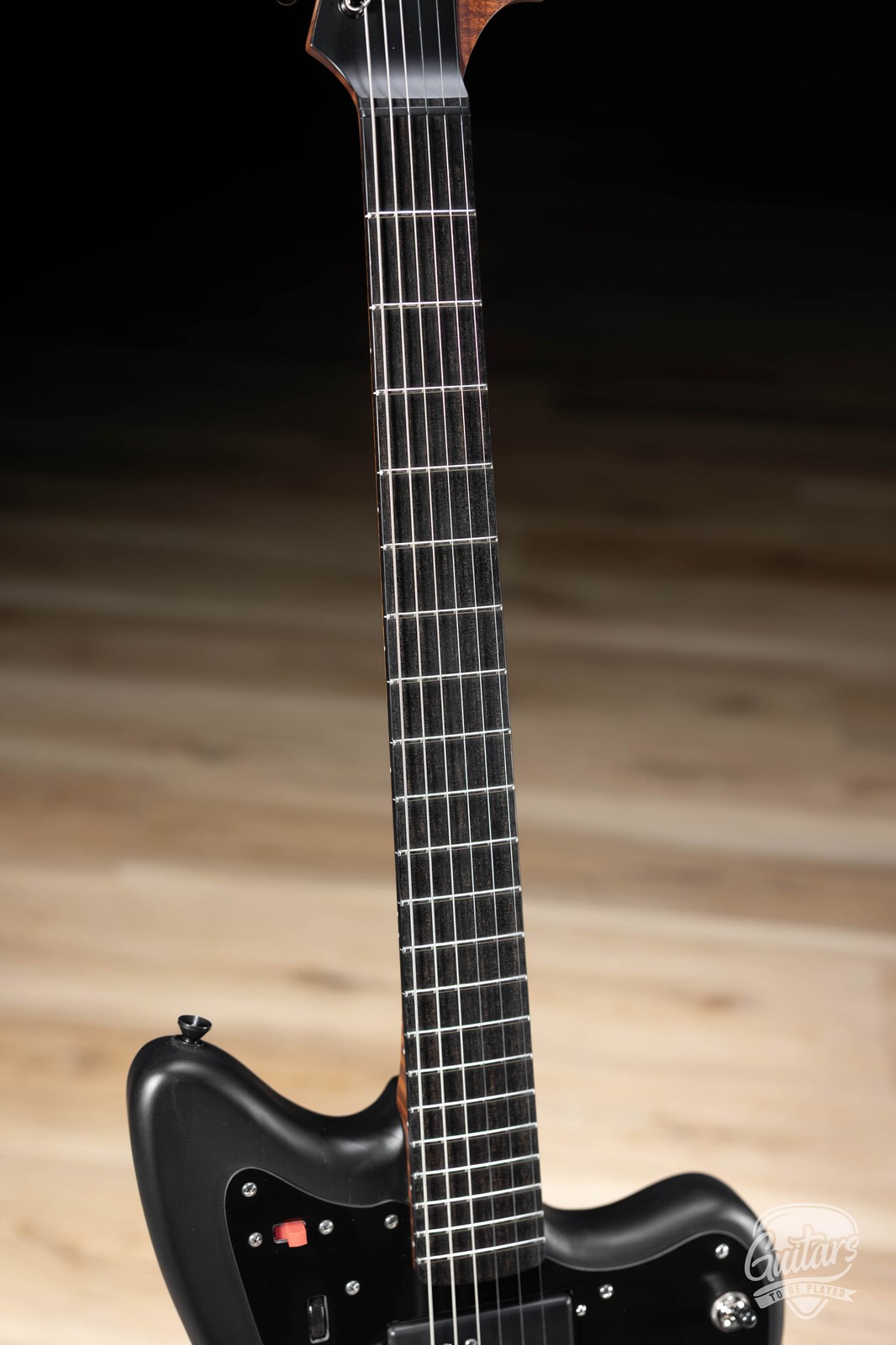 Shelton GalaxyFlite Ash Fralin WideRange w/ Flame Maple & Ebony – Pitch Black