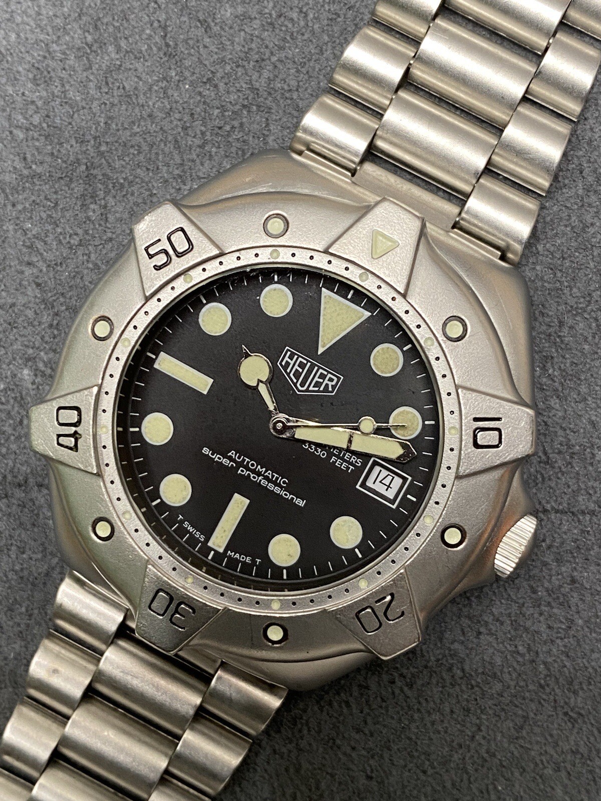 👍 Pre TAG HEUER 840.006 Super Pro Auto Black 844 Submarine Dive Watch