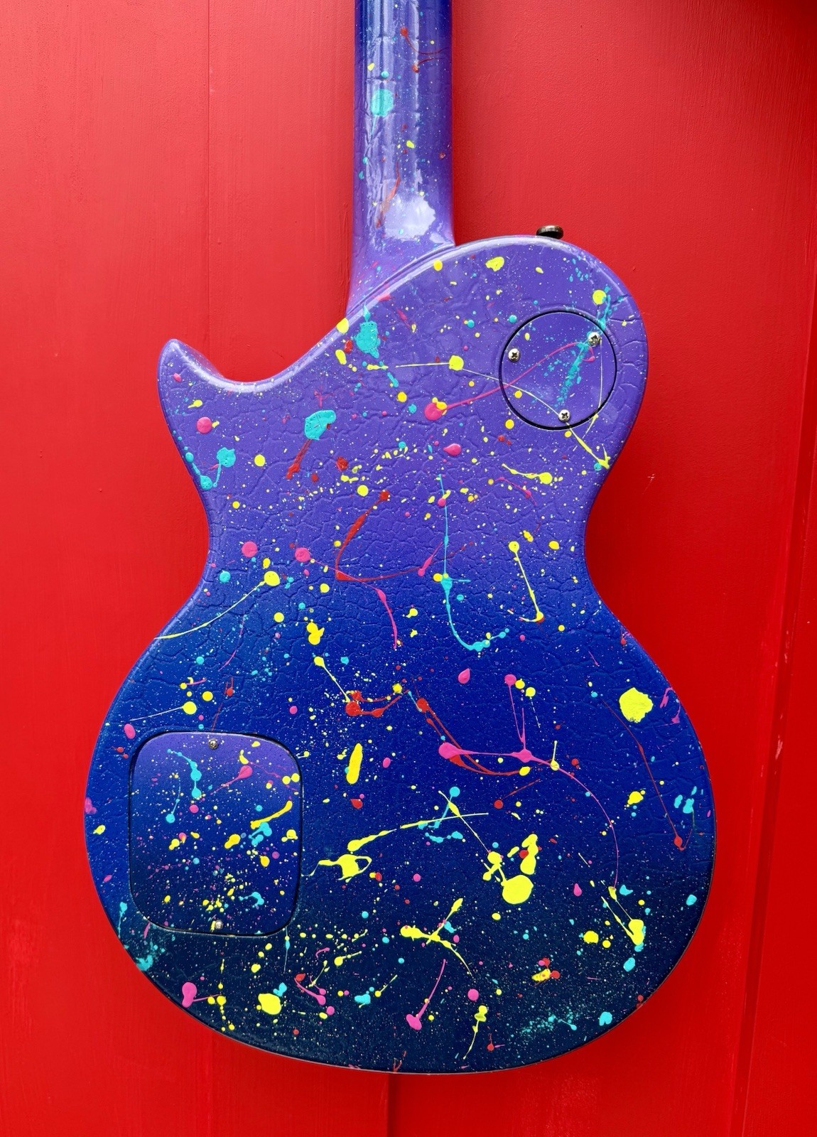 Custom Hand-painted LP Style Guitar – Blue/Purple Splatter Finish
