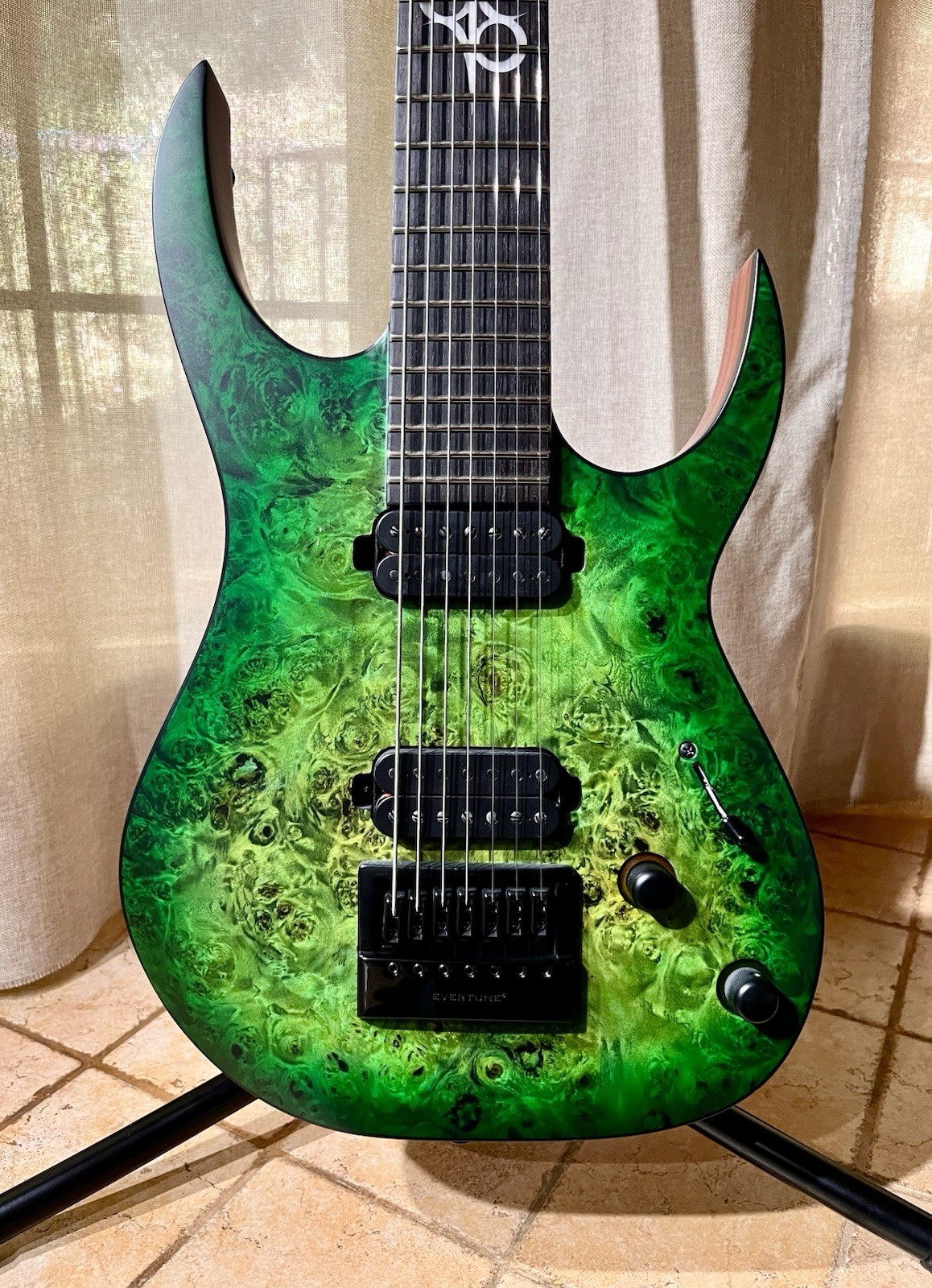 Solar S1.7LB – Lime Burst Matte Electric Guitar – 7 String – Evertune – W/ Case
