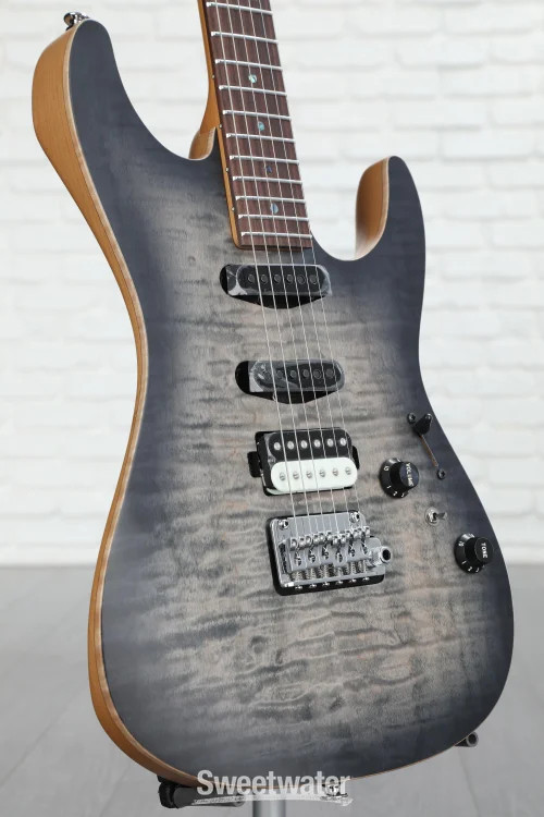 Ibanez Tom Quayle TQM2 Signature Electric Guitar – Charcoal Black Burst Flat
