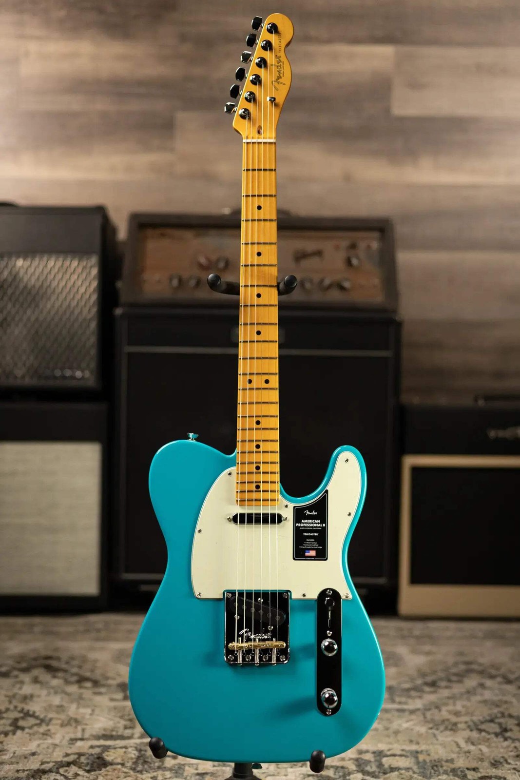 Fender American Professional II Telecaster Electric Guitar – Miami Blue with Har