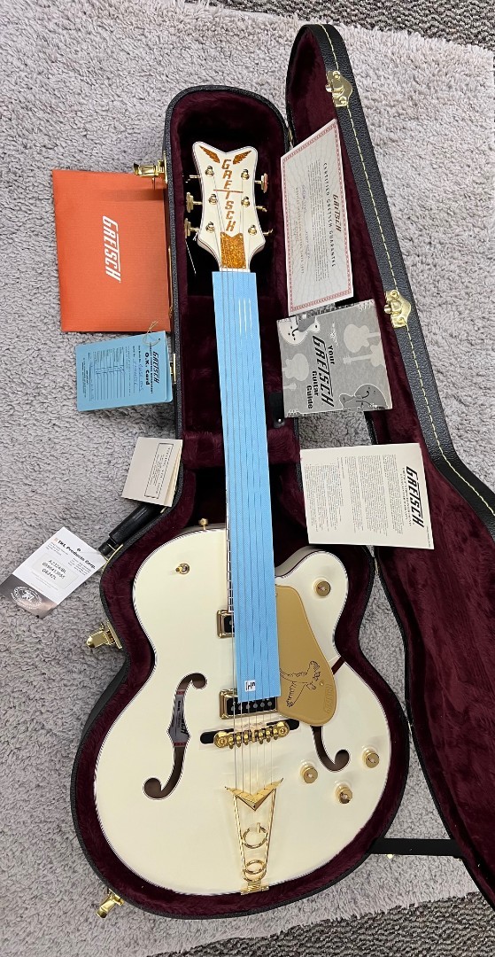 Gretsch G6136-55 Vintage Sel Ed. ’55 Falcon, Cadillac Tailpiece, TV Jones, White