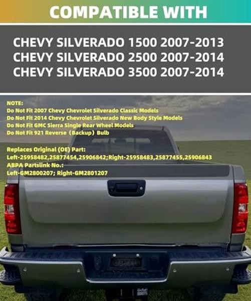 Tail Lights Compatible with 2007-2014 Chevy Silverado 1500 Dark Red With Bulbs