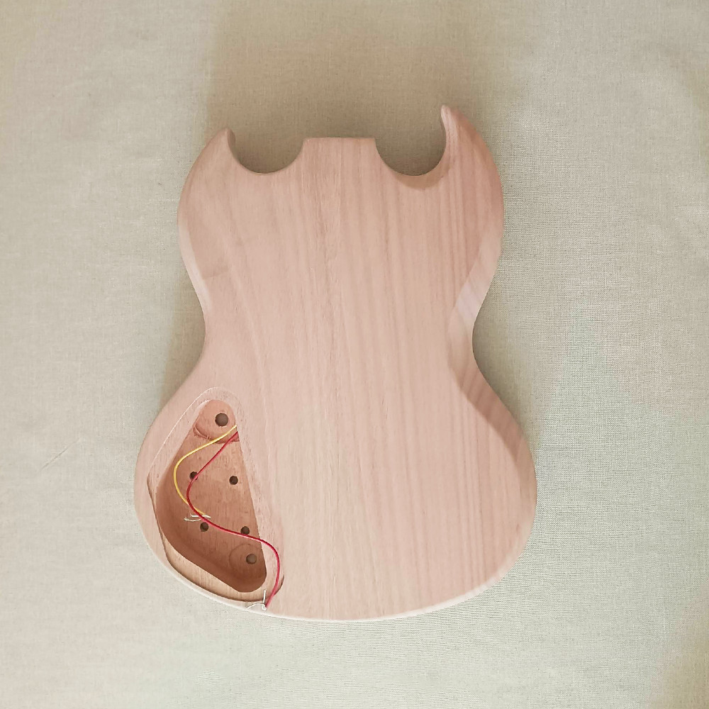 DIY Unfinished Electric Guitar Kit Solid Mahogany Body Rosewood FB Abalone Inlay