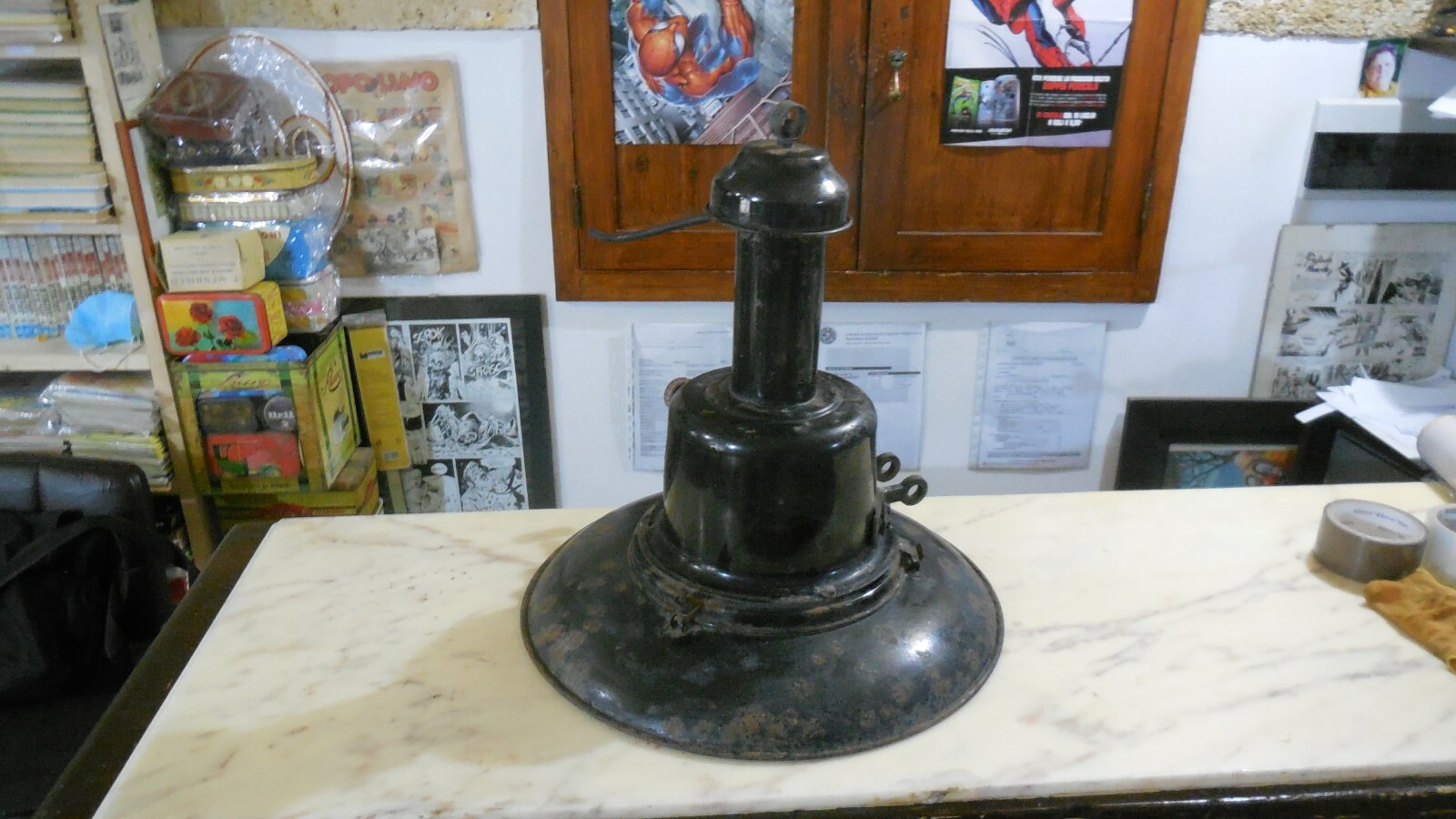 VINTAGE LARGE ANTIQUE LAMP FISHING LIGHT PROVISUS TORINO ITALY 1940-60s