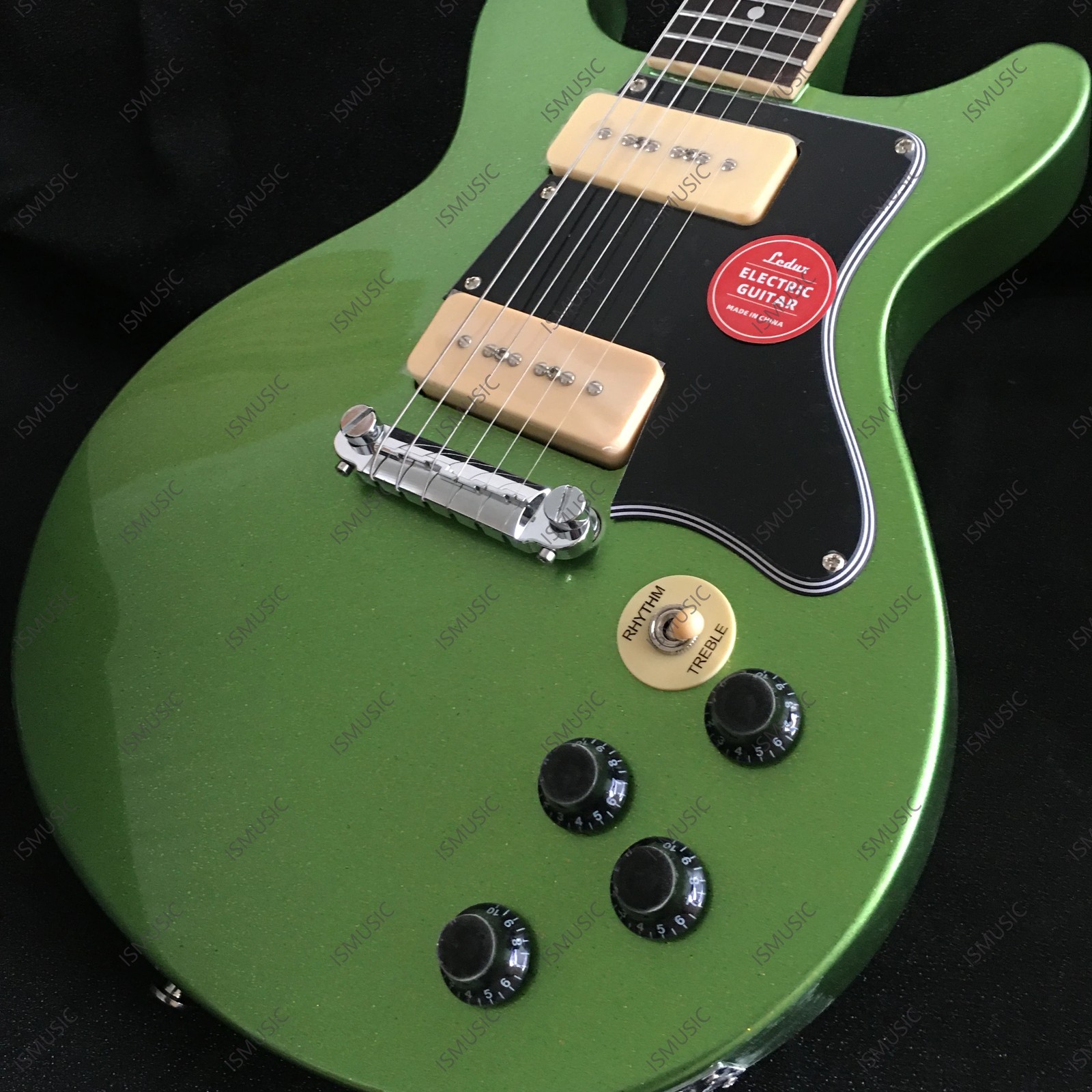 Solid Body Electric Guitar Stainless Steel Frets P-90 Pickups Sparkel Green
