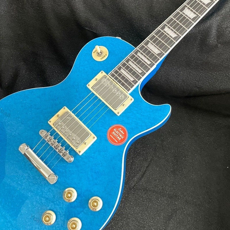 Blue Pearl Metallic Solid Body Electric Guitar HH Pickups Stainless Rounded Fret