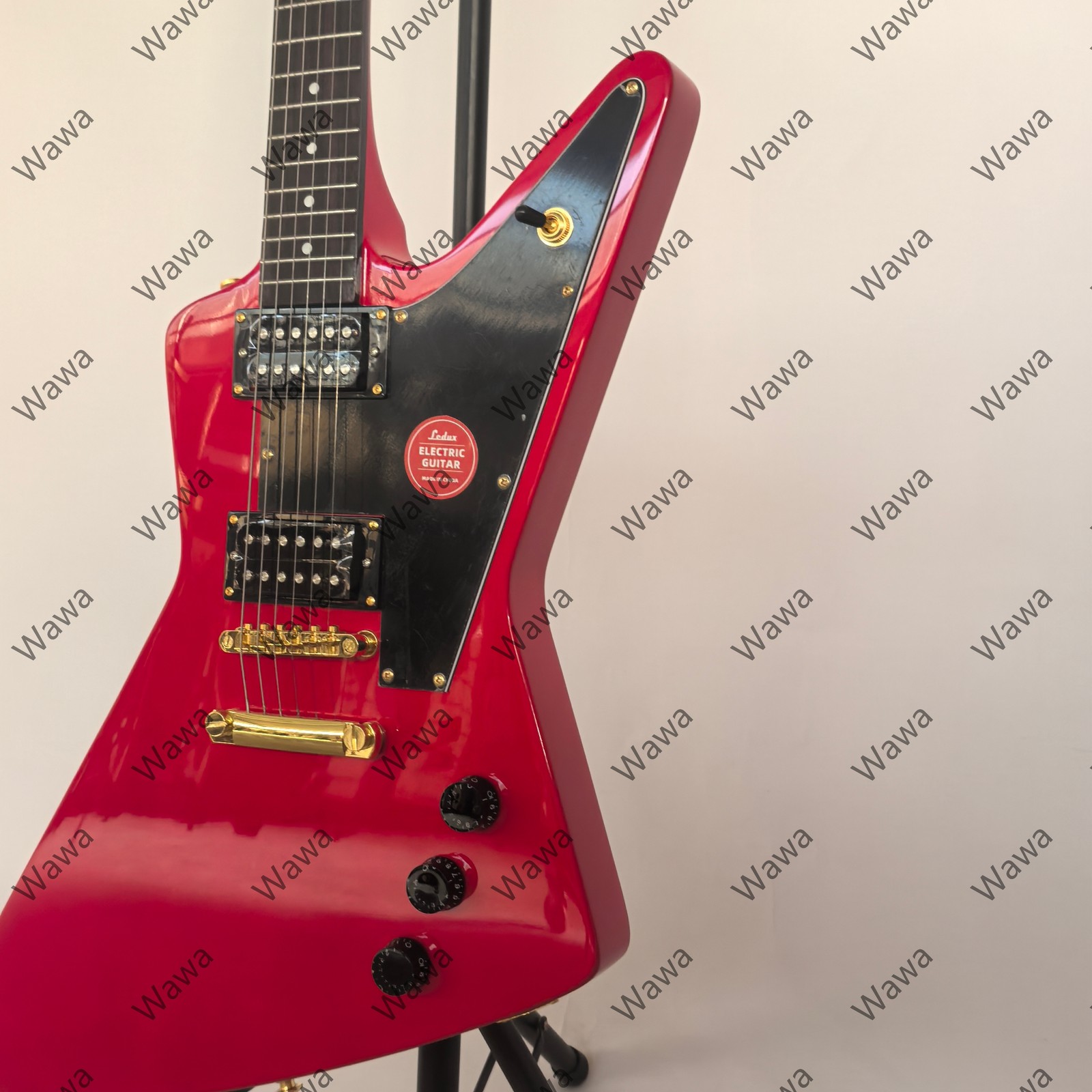 High-end Gloss Red Solid Body Electric Guitar Gold Hardware Dual Humbucker