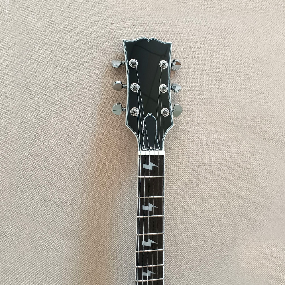 Six 6 String Electric Guitar Mahogany Body Humbucker Pickup in Black Set In Neck