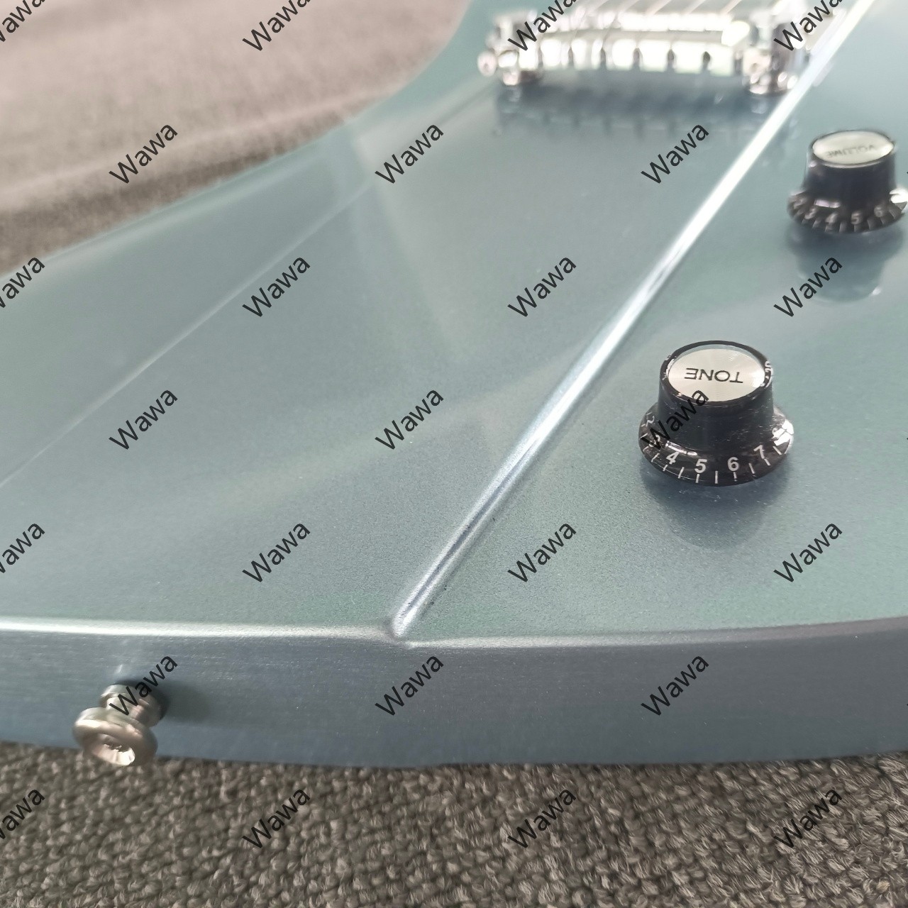 Gloss Ice Blue Electric Guitar Minimalist Solid Offset Body Chrome Hardware
