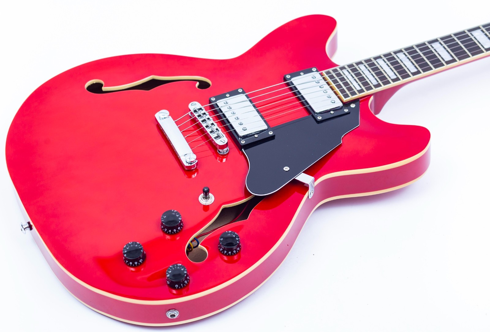 Grote 6-String Electric Guitar, Semi-Hollow Body, Stainless Steel Frets (Red)