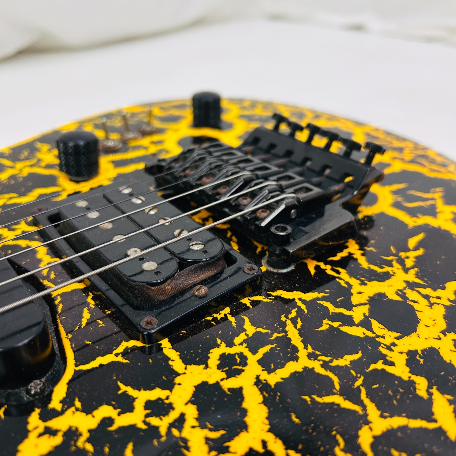 BC Rich ST3 Gold/Orange Crackle on Black Electric Guitar Made in USA w/ Hardcase
