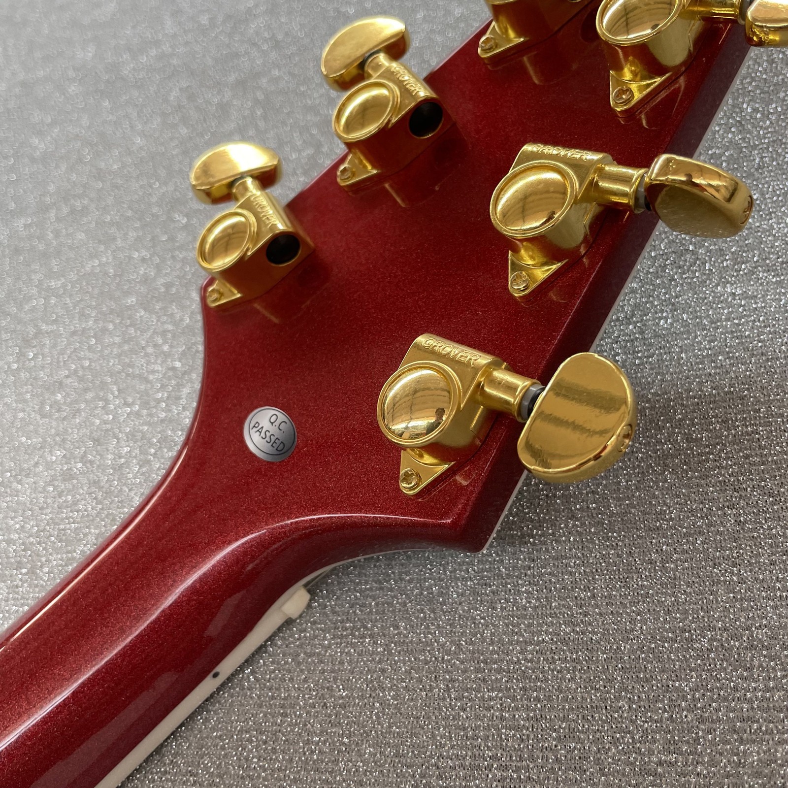 Unique metallic red V Electric Guitar Mahogany Body with pickguard free ship