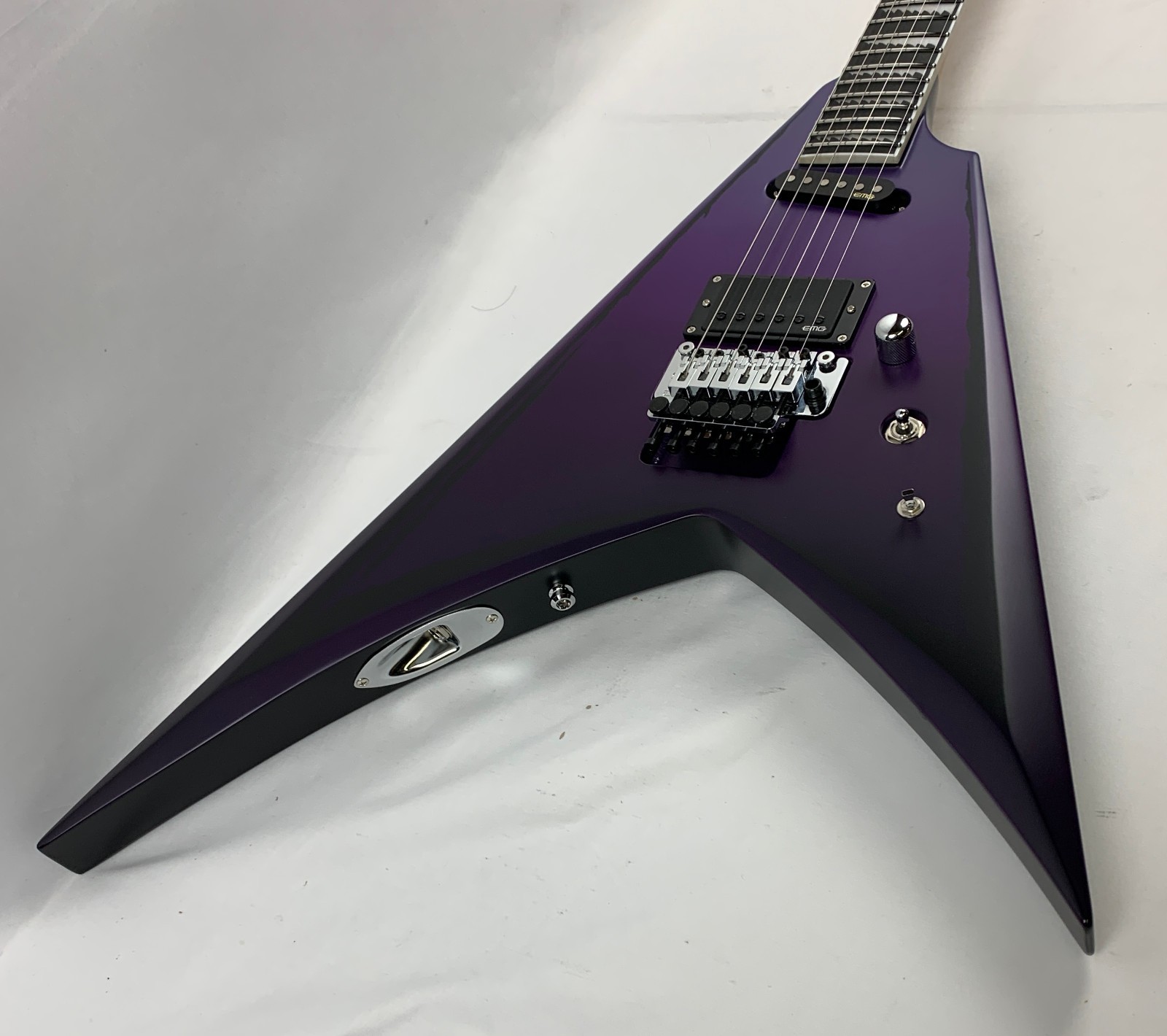 ESP E-II Alexi Laiho Signature Ripped Purple Fade Satin with Pinstripes B-Stock