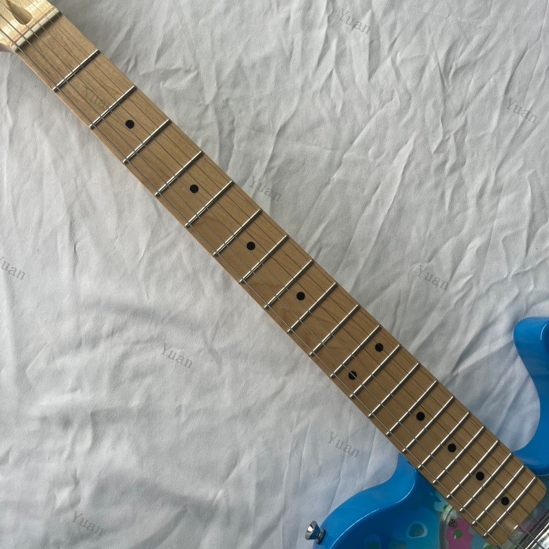 Blue Flower Electric Guitar Maple Fretboard Clear Acrylic Pickguard SS Pickups