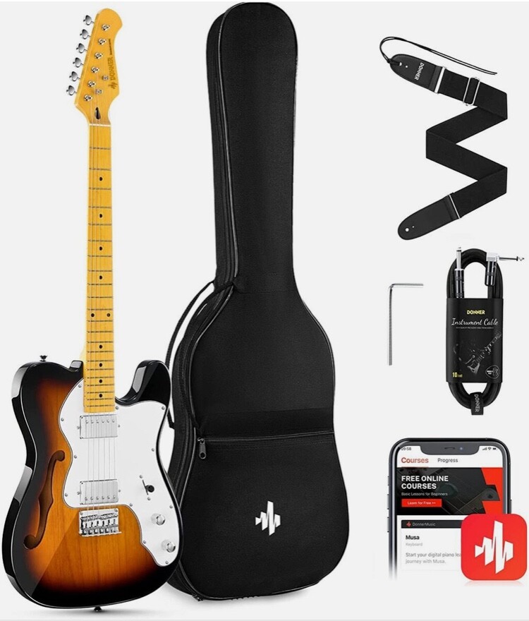 Donner DJC-1000 Tele Electric Guitar Jazz Design H-H Pickups With Gig Bag Strap