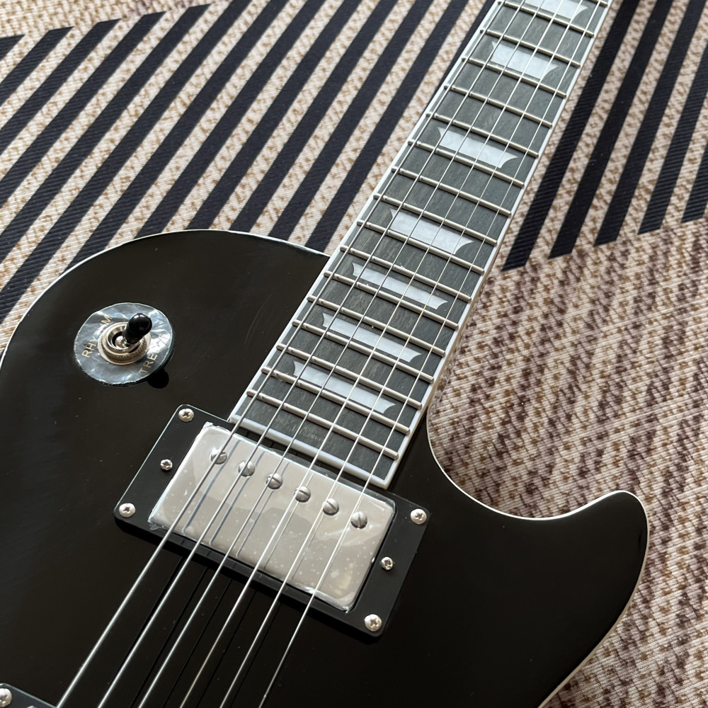 In stock Black Standard electric guitar Chrome hardware 6 strings free shipping