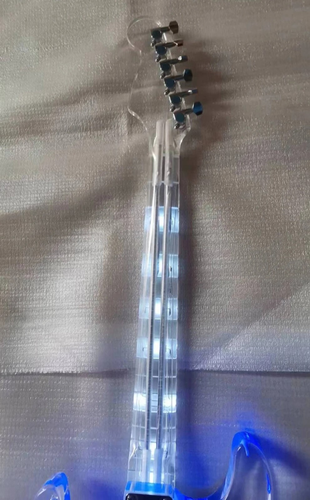 6-String Acrylic Electric Guitar Acrylic Fingerboard Single Blue Light Pickup*3