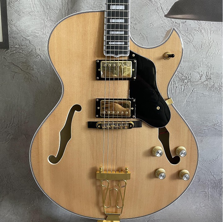 Custom Byrdland Electric Guitar Nature H-H Pickups Jazz 596mm Gold Hardware