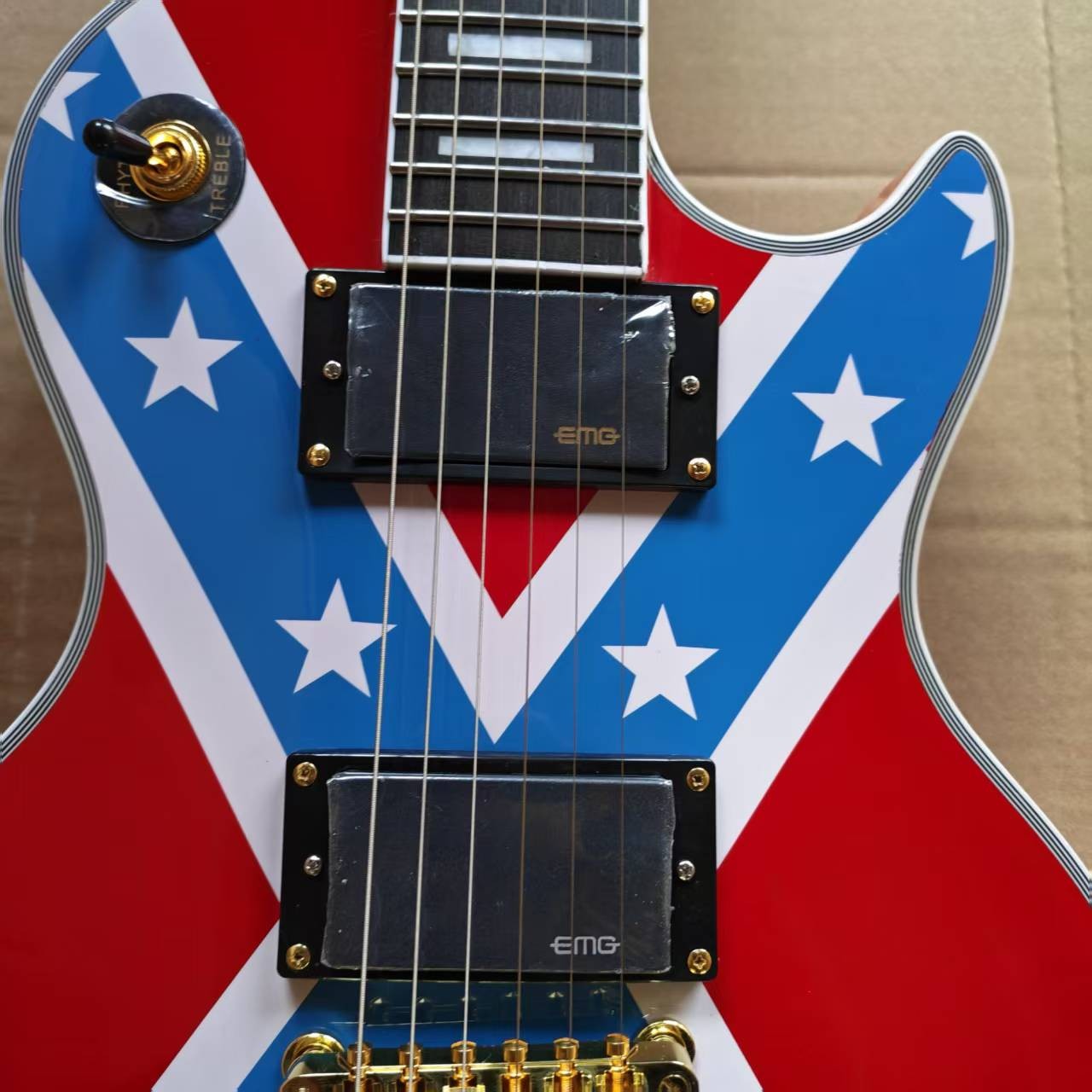 Custom Zakk Wylde 4#-Flag Electric Guitar Mahogany Body Gold Hardware 6Strings