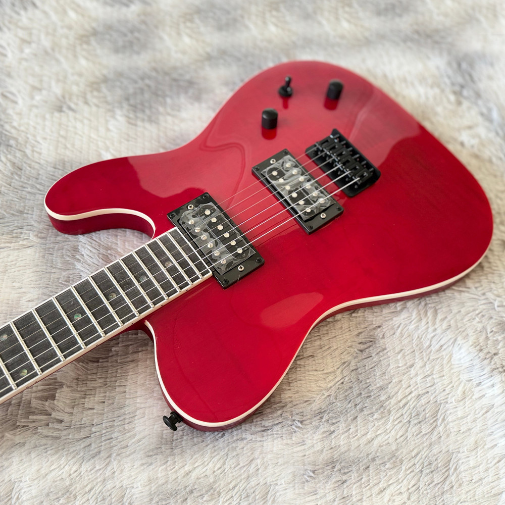Clearance Electric Guitar Trans Red Finish Dual Humbuckers Locking Tremolo