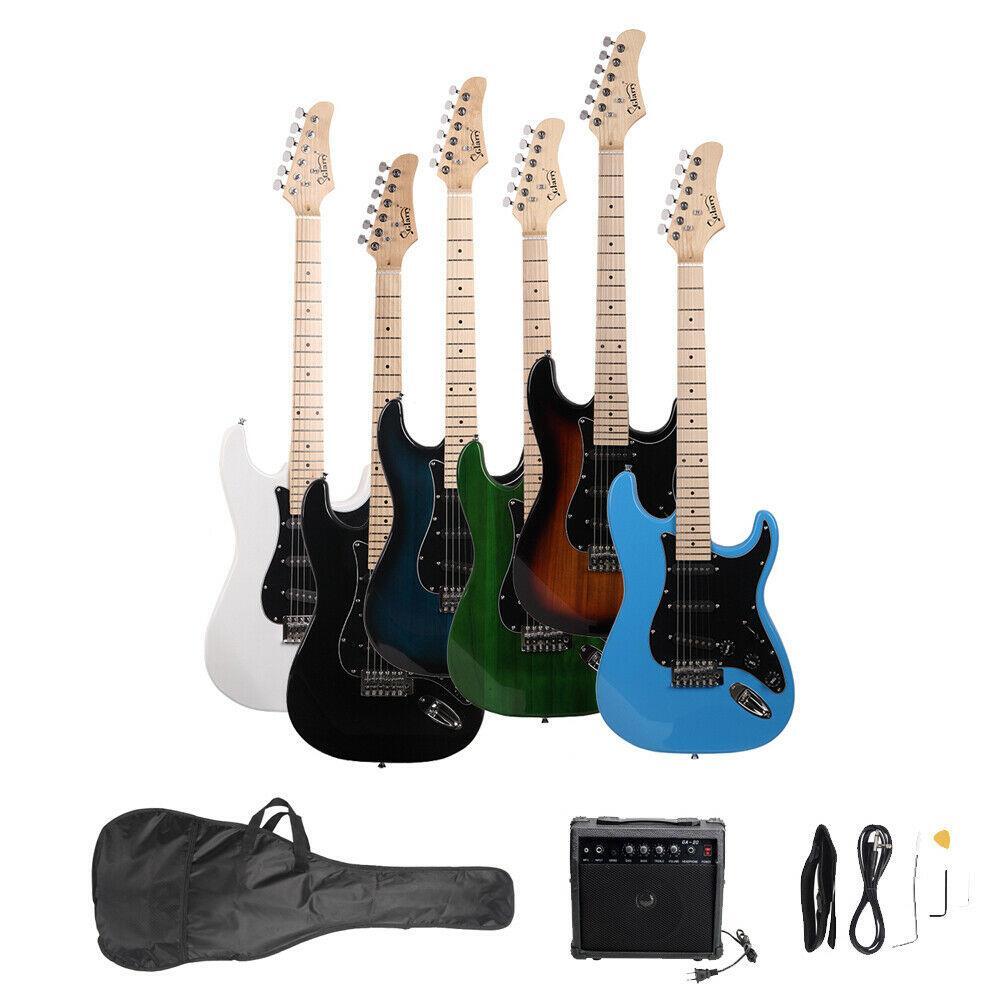 Electric Guitar + Gig Bag + Cable + Strap + Picks+20 Amp Right-Handed Beginner 6